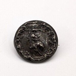 Antique Foster & Bailey Sterling Silver Art Nouveau High Relief Lovers Swing Pin